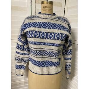Vintage LIZ WEAR Fair Isle Pullover Sweater Cotton Women's Petite Christmas